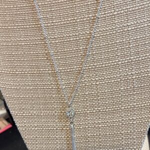Silver Spike Pendant Necklace with Clear Crystal Accent